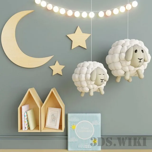 child-room – Set with sheep 3D Model