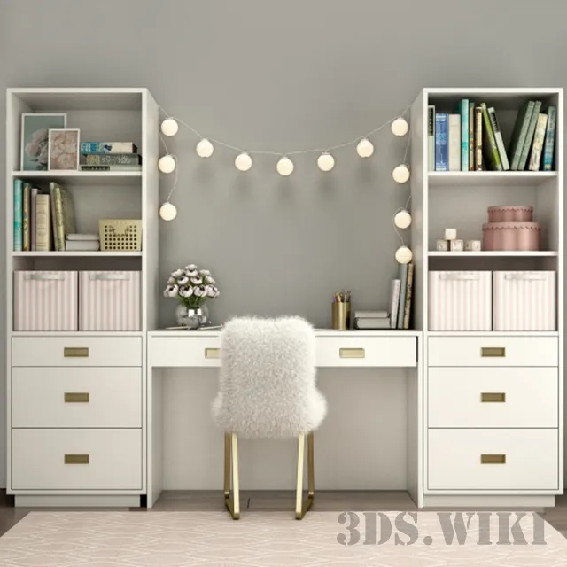 child-room – Shelf with writing table 3D Model