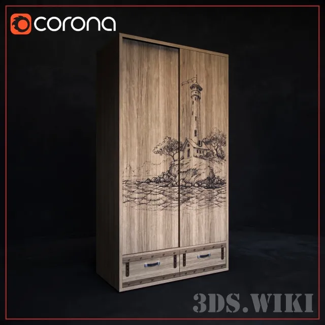 child-room – Sliding wardrobe for the nursery 3D Model