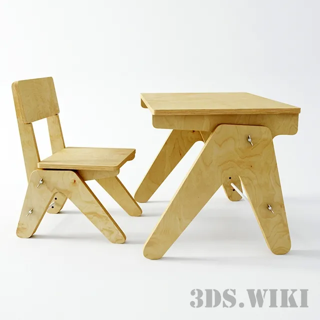 child-room – Table and chair for children 3D Model