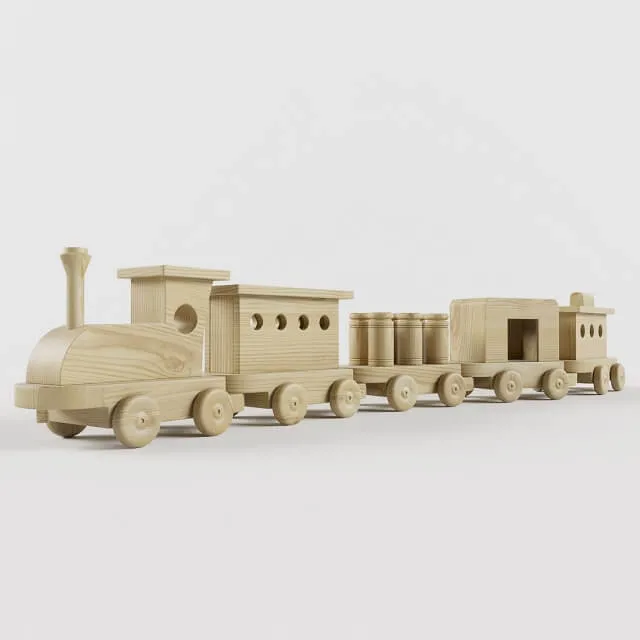 child-room – Train made of wood 5 3D Model