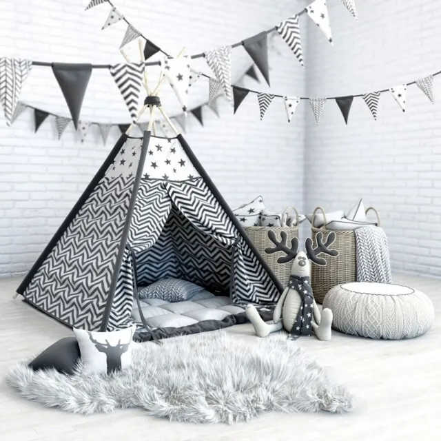 child-room – Wigwam with a mattress 3D Model