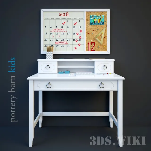 child-room – Writing desk by Ava Regency Pottery Barn 3D Model