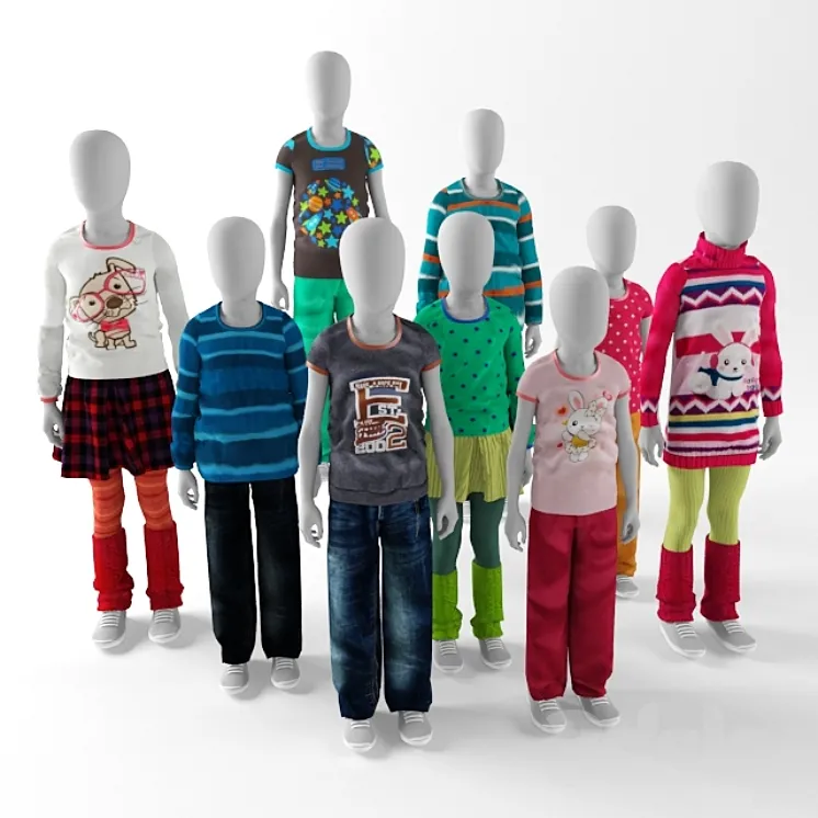 Children mannequins abstract 3D Model Free Download