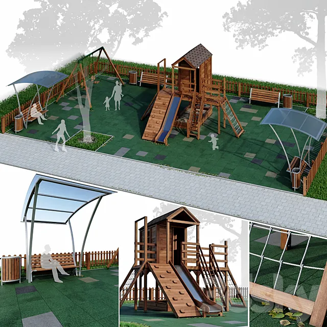 Children playground “Forest House”. Playground 3D Model Children playground “Forest House”. Playground 3D Model