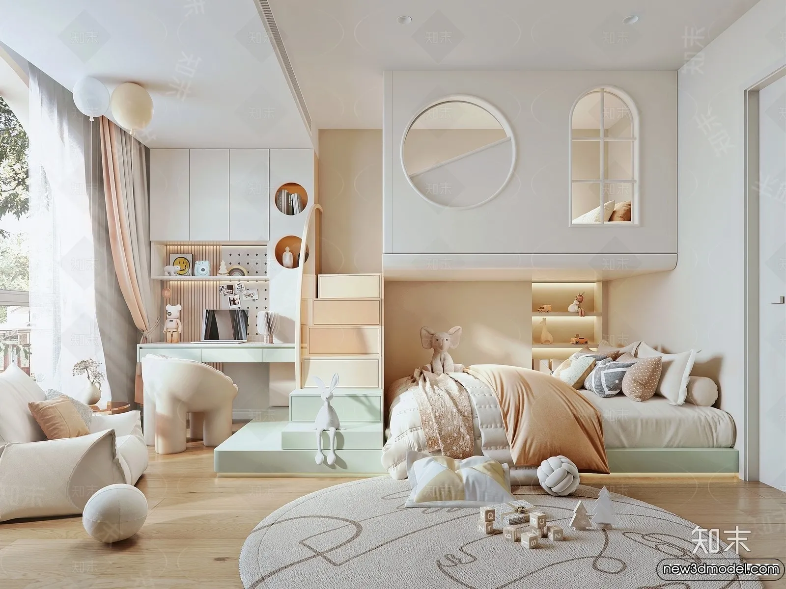 Children Room – 3D Interior Scene – Girl Room – 220 Children Room – 3D Interior Scene – Girl Room – 220