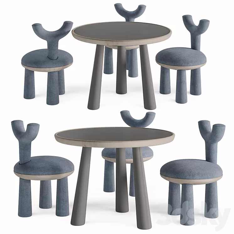 Children Table and Chairs set by Flow 3D Model Free Download