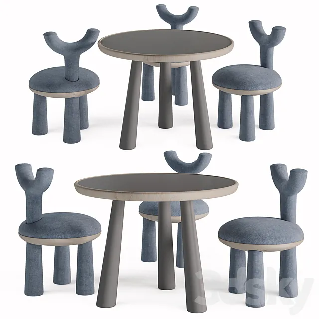 Children Table and Chairs set by Flow 3D Model Children Table and Chairs set by Flow 3D Model