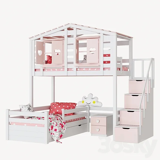 Children’s 2-level bed lodge Bilbao set 2 3D Model Children’s 2-level bed lodge Bilbao set 2 3D Model