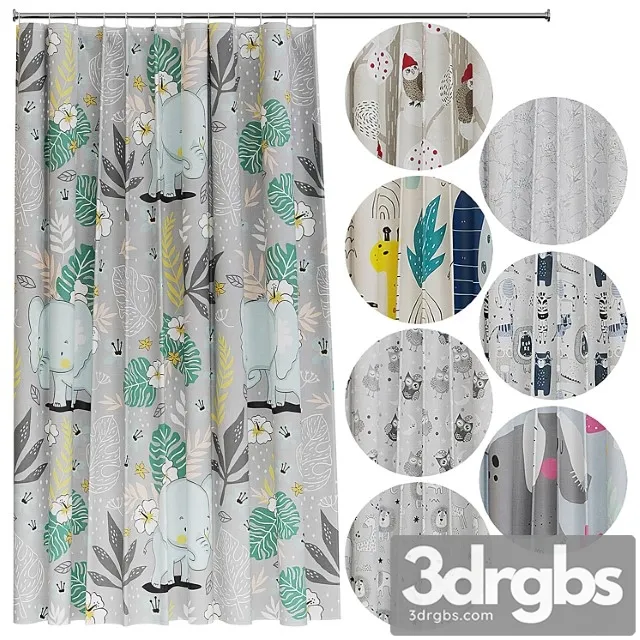 Childrens Bathroom Curtain 3D Model Download