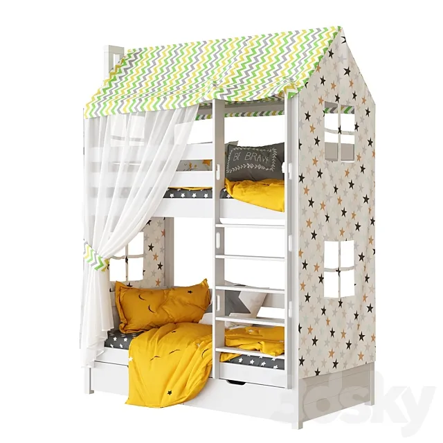 Children’s bed 2-tiered house Madrid Set 2 3D Model Children’s bed 2-tiered house Madrid Set 2 3D Model