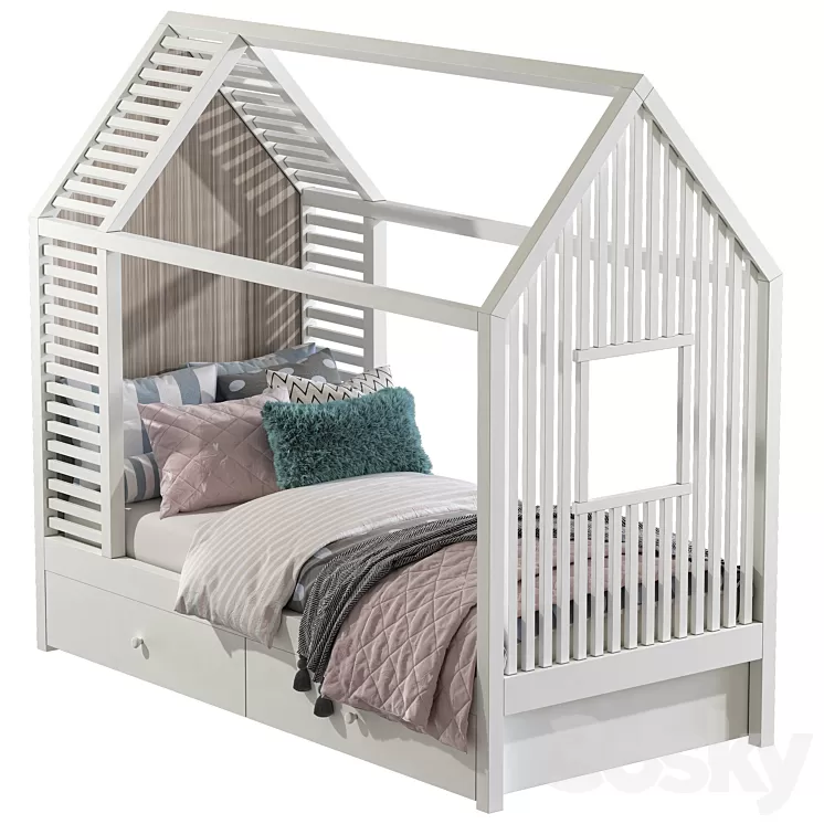 Children's bed in the form of a house 2 3D Model