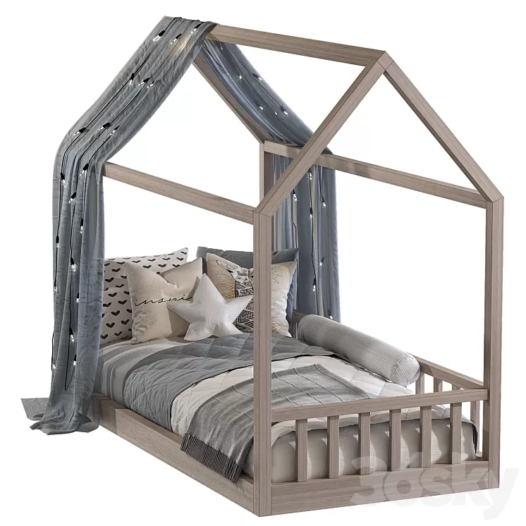 Children’s bed in the form of a house 3D Model