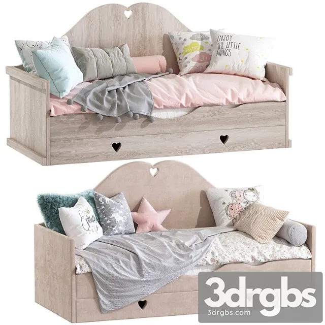 Childrens Bed Sofa With Pillows 3D Model Download
