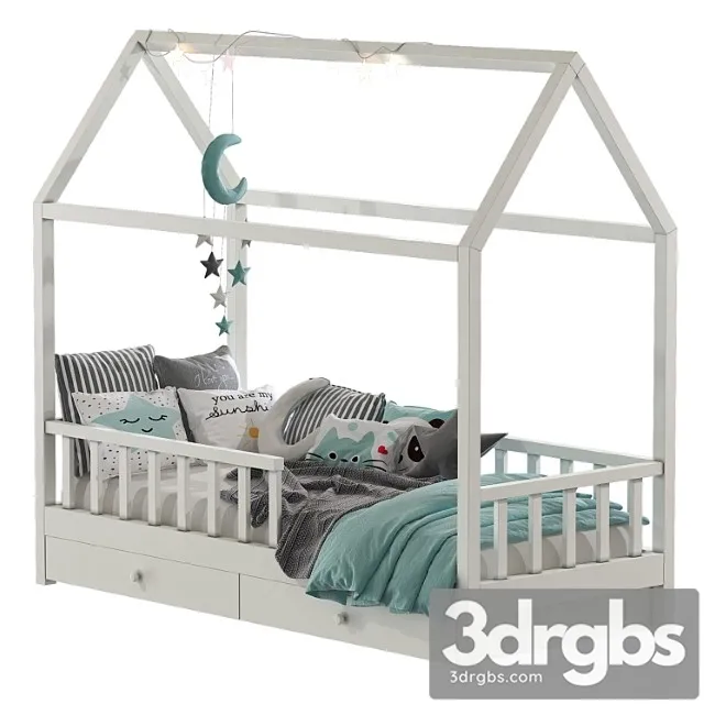 Childrens Bed With Columns 6 3D Model Download Childrens Bed With Columns 6 3D Model Download