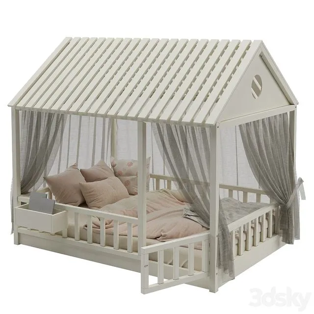 Children’s bed with columns No. 3 3D Model Children’s bed with columns No. 3 3D Model