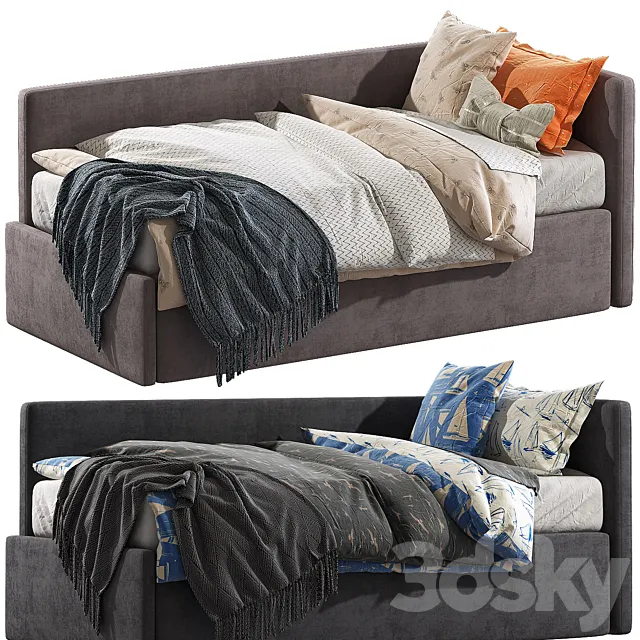 Childrens bed with decorative pillows 3DModel Childrens bed with decorative pillows 3DModel