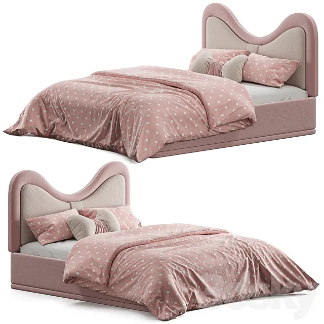 Children’s bed with upholstered headboard 3DModel Children’s bed with upholstered headboard 3DModel