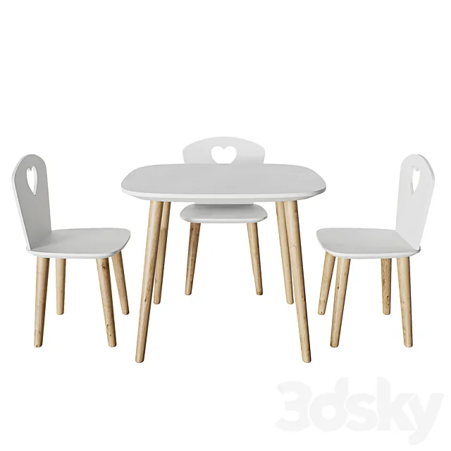 Children’s chair and table 3D Model