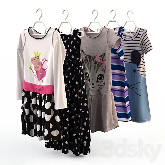 Children’s clothing on hangers 2 3DModel