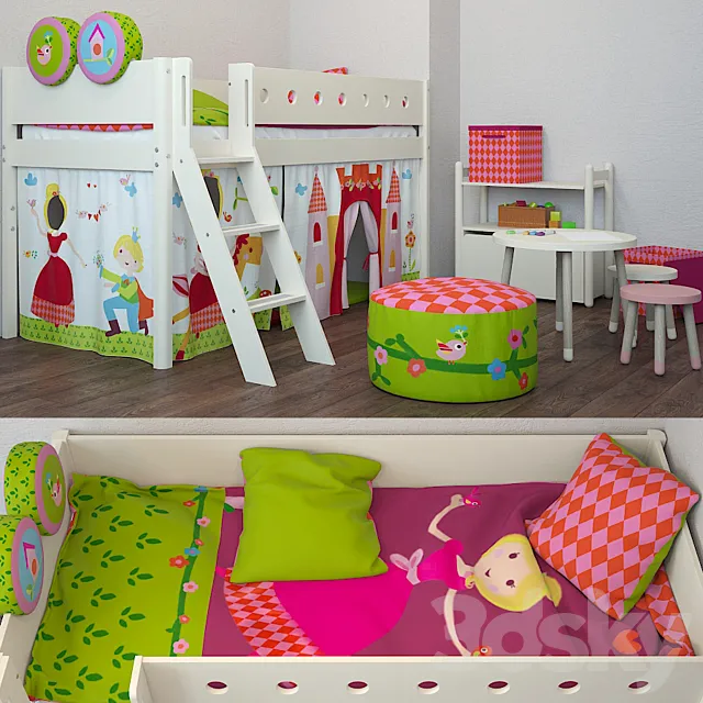 Children’s furniture and textiles from the Flexa 3D Model