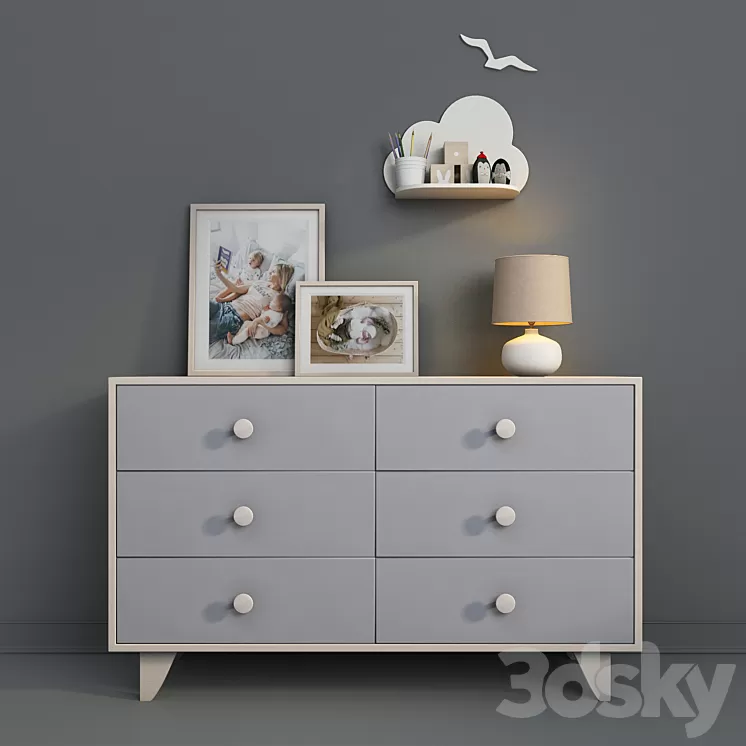 Children's furniture Ellipse Line collection with decor. 3D Model