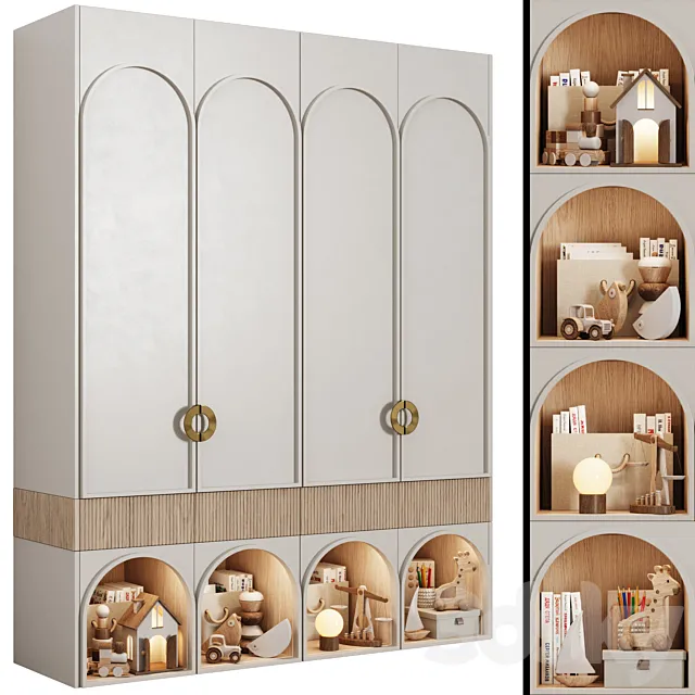 Children’s modular wardrobe in neoclassical style 10 3D Model Children’s modular wardrobe in neoclassical style 10 3D Model
