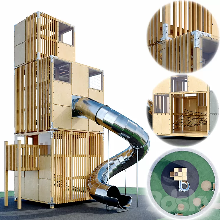 Children’s play complex Tower. Playground 3D Model Children’s play complex Tower. Playground 3D Model