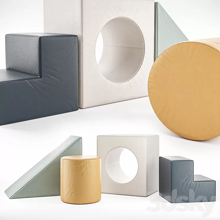 Children's play pouffes GATHRE _ BLOCK PLAYSET – NIGHTFALL BLOCK 3D Model Free Download