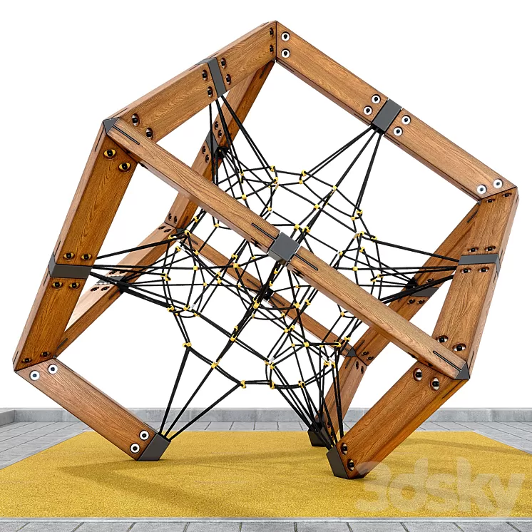Children’s play rope complex Cube. Playground 3D Model Children’s play rope complex Cube. Playground 3D Model