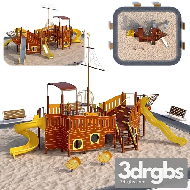 Childrens Playground Ship Ship Sailboat 3D Model Download