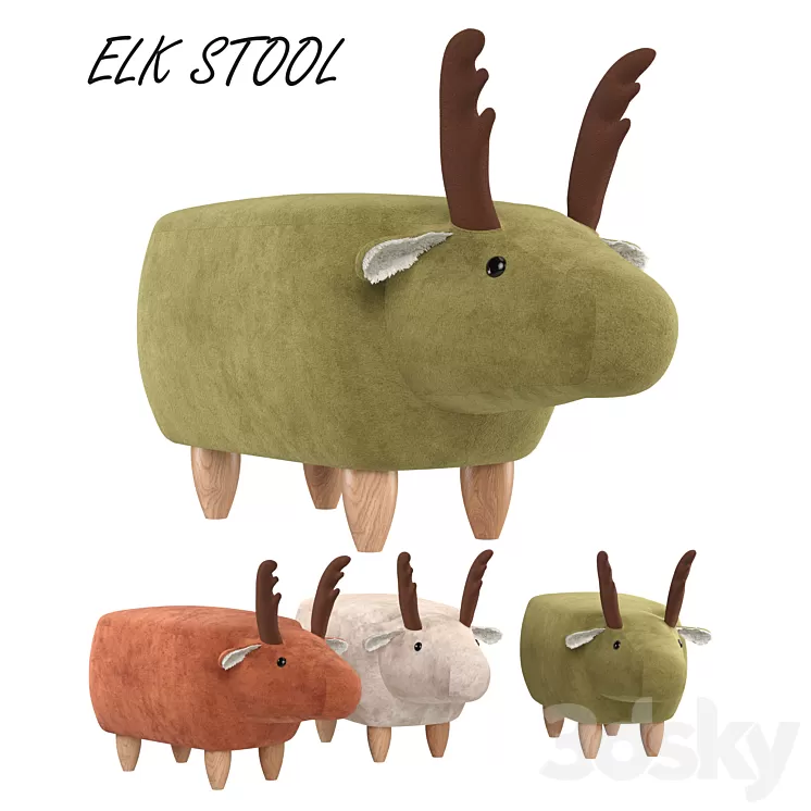 Children's pouf ELK STOOL 3D Model