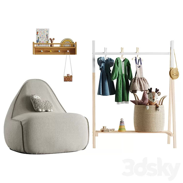 children's room. Toys and furniture set 01 3D Model Free Download