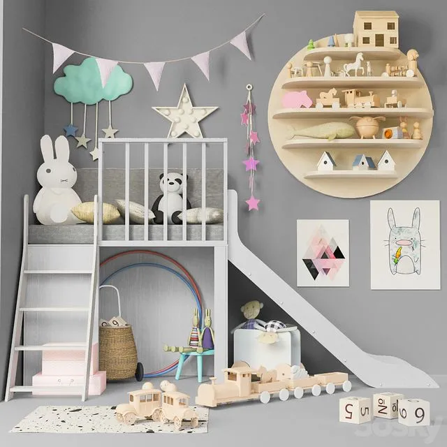 Children’s room with toys and furniture for children 3 3D Model Children’s room with toys and furniture for children 3 3D Model