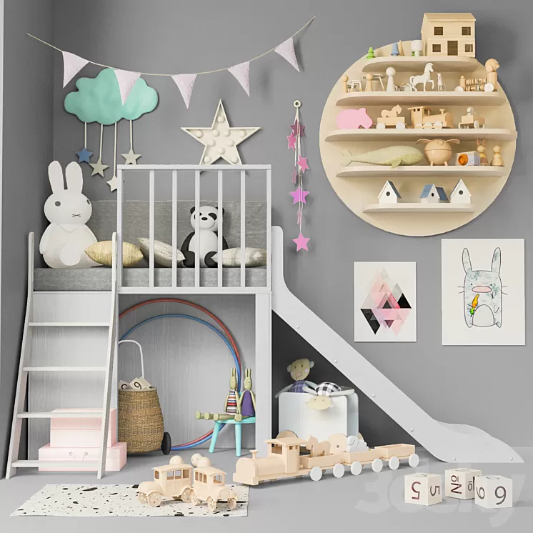 Children’s room with toys and furniture for children 3 3D Model