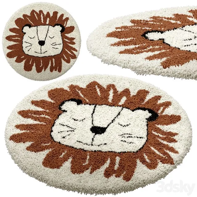Children’s round carpet with the image of a lion Syma 3D Model