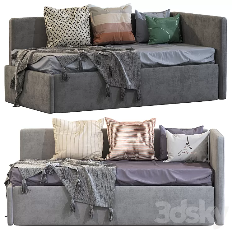 Children's sofa bed with decorative pillows 3 3D Model