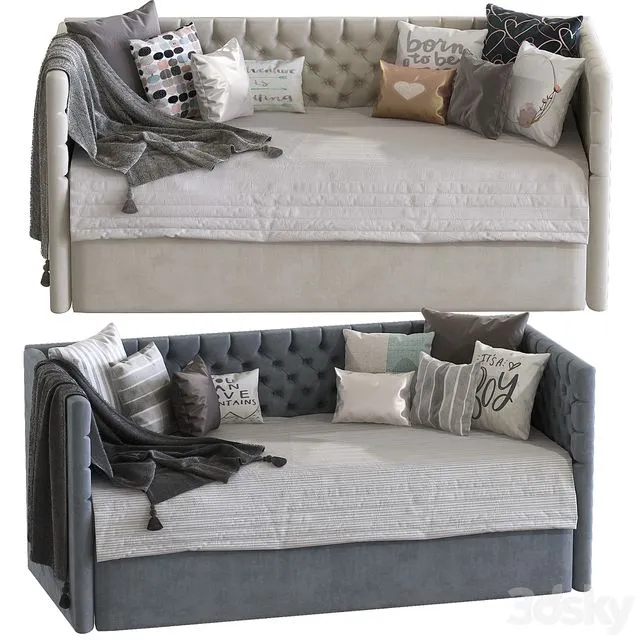 Childrens sofa bed with decorative pillows 5 3D Model Childrens sofa bed with decorative pillows 5 3D Model