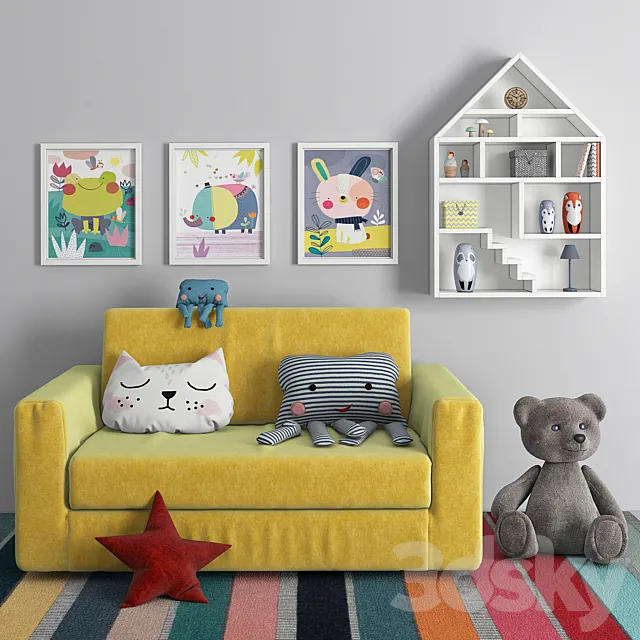 Children’s sofa with decor 3DModel
