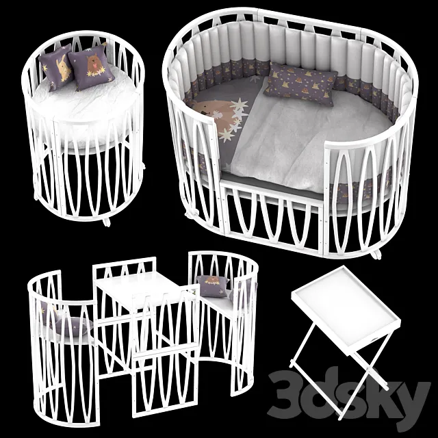 Children’s transforming bed 10 in 1 Incanto Estel Acqua white 3D Model Children’s transforming bed 10 in 1 Incanto Estel Acqua white 3D Model