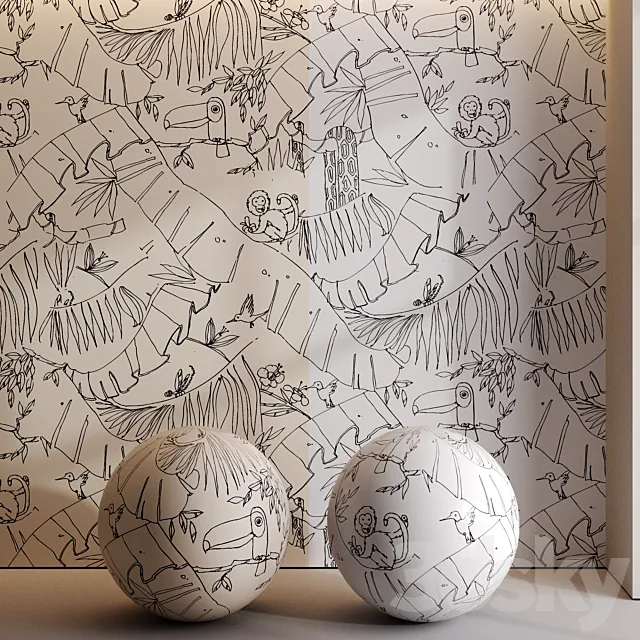 Childrens Wallpaper Jungle Set 3D Model