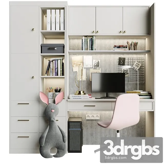 Childrens Wardrobe With Table 3D Model Download