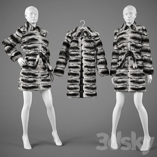 Chinchilla fur coat. 3DModel