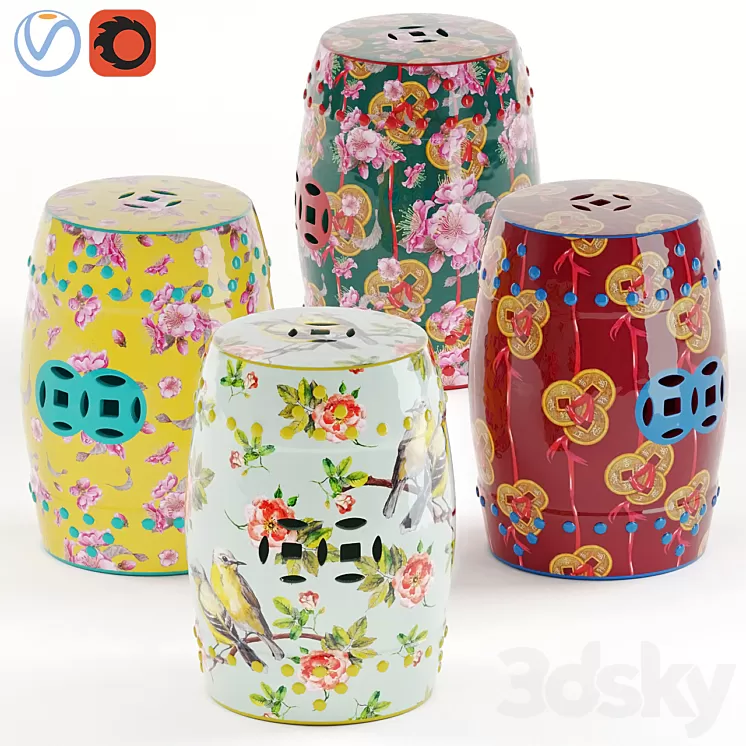 Chinese ceramic chairs 3D Model Chinese ceramic chairs 3D Model