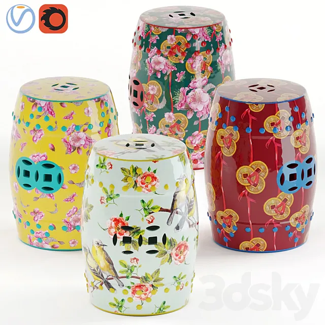 Chinese ceramic chairs 3DModel