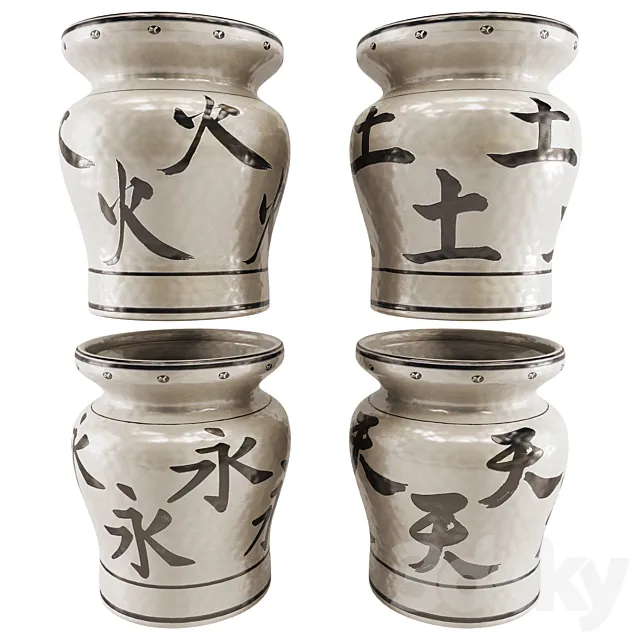 Chinese Vase Set 05 3D Model