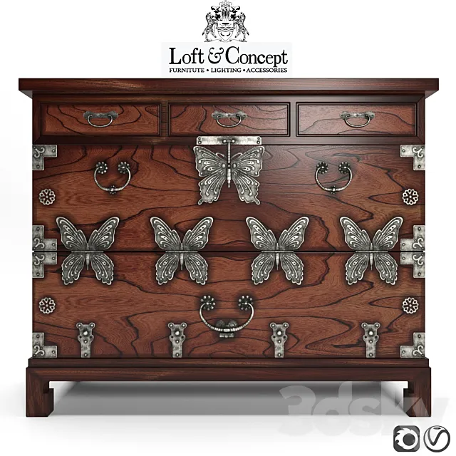 CHINOISERIE_CHEST _OF_DRAWERS_BUTTERFLY 3D Model CHINOISERIE_CHEST _OF_DRAWERS_BUTTERFLY 3D Model