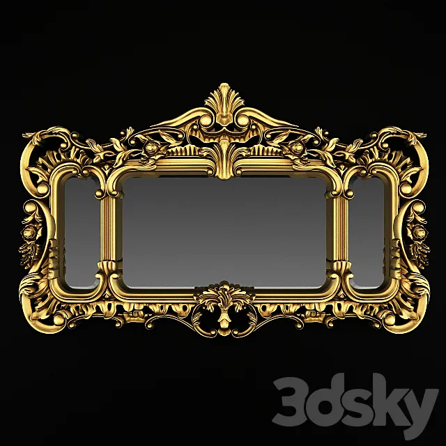 Chippendale Gilt Mantle Mirror Rococo 3D Model