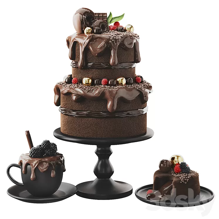 Chocolate cake 3D Model