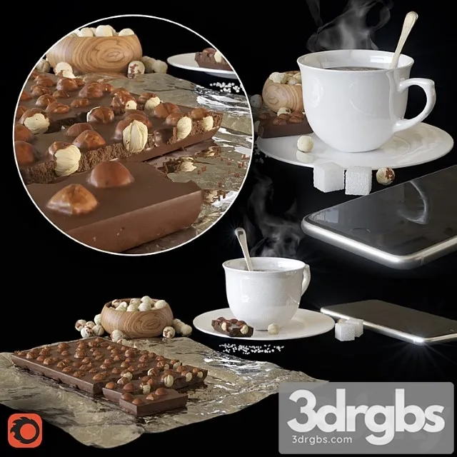 Chocolate coffee nuts 3D Model Download